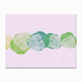 Pressed Green and Blue Flowers Border – Modern Minimalistic Botanical Art Canvas Print