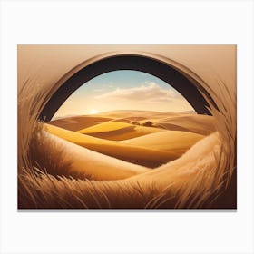 Brown Grain Field Landscape Canvas Print
