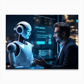 Ai Chatbot Interface Displaying A Conversation Between A Tech Developer And Client Featuring Promin (4) Canvas Print