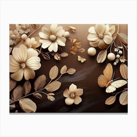 Luxurious Background With Flowers, Leaves And Butterflies 3 Canvas Print