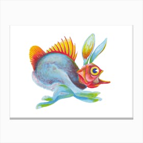 Fishy Hare Running Weird Creatures Canvas Print