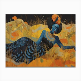 Woman Laying In The Grass Canvas Print