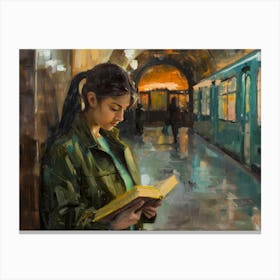 Girl Reading A Book 8 Canvas Print