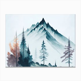 Mountain And Forest In Minimalist Watercolor Horizontal Composition 317 Canvas Print