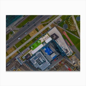Milan Street Top View Print. Aerial Photography Canvas Print