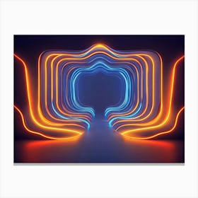 A Blue Orange Neon Light Abstract Geometric Backdrop Canvas Print