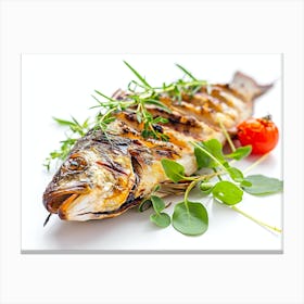 Grilled Fish With Herbs Canvas Print