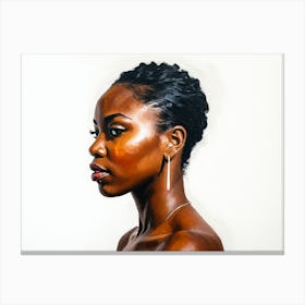 Side Profile Of Beautiful Woman Oil Painting 168 Canvas Print