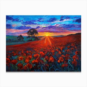 Poppies At Sunset Canvas Print