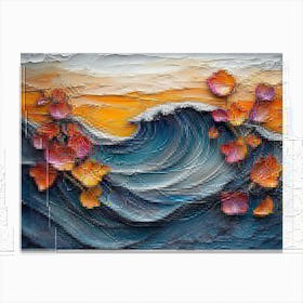 3d Relief Art with Painting of A Colorful 3d Wave Oil Painting 1 Canvas Print