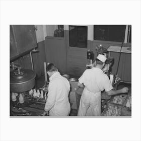 Bottling Milk At Creamery, San Angelo, Texas By Russell Lee Canvas Print