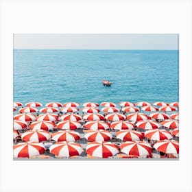 Red Umbrellas In Italy Canvas Print