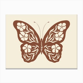 Folk Art Butterfly 01 - Red Brown Canvas Print