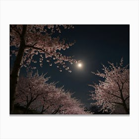 Cherry Blossoms At Night 3 Canvas Print