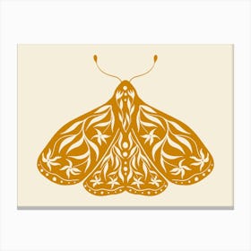 Folk Art Moth 01 - Mango Canvas Print