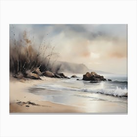 Vintage Coastal Seaside Painting (4) Canvas Print