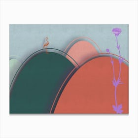 Flamingo on Sunset Hills – Minimalist Dreamscape Canvas Print