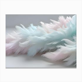 A Close Up Shot Of A Pile Of Feathers In Shades Of Pink, White, And Blue, Creating A Soft And Fluffy Texture 1 Canvas Print