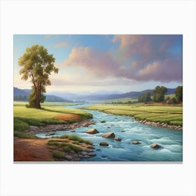 River In The Countryside Canvas Print