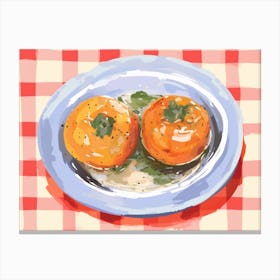 A Plate Of Stuffed Peppers, Top View Food Illustration, Landscape 2 Canvas Print