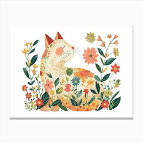 Little Floral Cat 3 Canvas Print