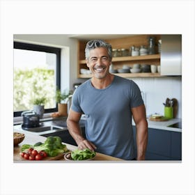 Healthy Man In Kitchen 5 Canvas Print