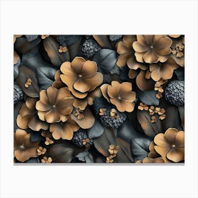 Floral Seamless Pattern With Vintage Hydrangea Flowers, Leaves, Fireflies 1 Canvas Print