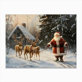 Santa And Reindeer 1 Canvas Print