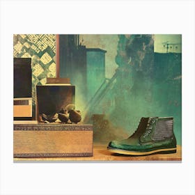 Pair Of Green Boots Canvas Print