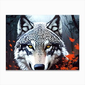 Wolf In The Woods 22 Canvas Print