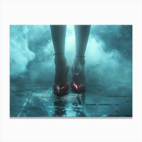 Red Shoes And Smoke Canvas Print