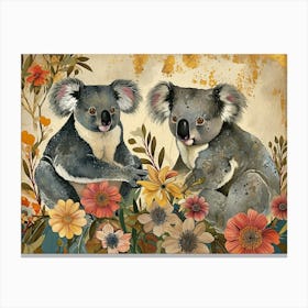 Floral Animal Illustration Koala 1 Canvas Print