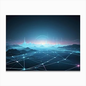 Abstract Cityscape With Connected Lines Canvas Print