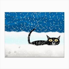 Cat Stuck in Snow Canvas Print