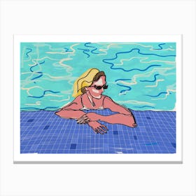 Summer Pool Canvas Line Art Print