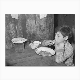 Mexican Boy Eating Lunch, San Antonio, Texas By Russell Lee 1 Canvas Print