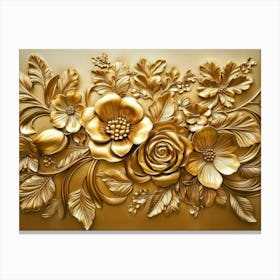 3d Gold Relief Floral 4 Canvas Print