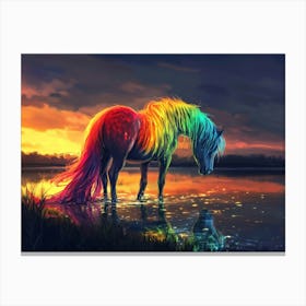 Iridescent Horse In Lake Canvas Print