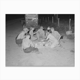 Untitled Photo, Possibly Related To Migrant Family Encamped Along Roadside Eating Meal, Near Henryetta, Oklahom Canvas Print