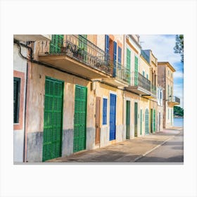 Street Scene With Colorful Shutters Canvas Print