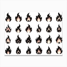 Black And White Fire Flame Set 2 Canvas Print