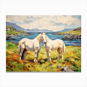 Horses Painting In County Kerry, Ireland, Landscape 1 Canvas Print