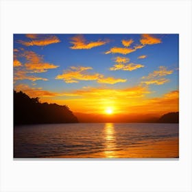 Sunset Over The Lake 6 Canvas Print