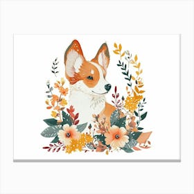 Little Floral Dog 3 Canvas Print