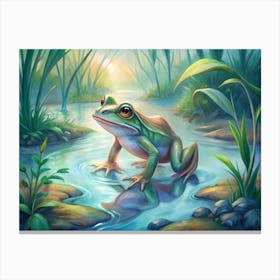 Frog In The Stream Canvas Print