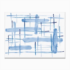 Abstract Lines Blue And White 06 Canvas Print