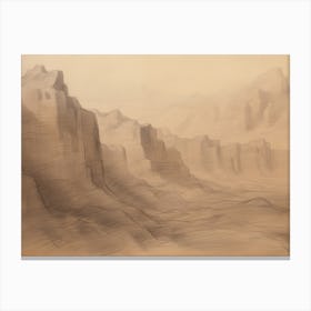 Desert Canyon Vintage Sketch Canvas Print