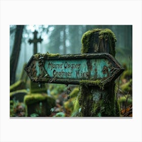 A Decaying Signboard At The Infamous Haunted Cemetery Letters Of The Signboard Are Weather Beaten A (13) Canvas Print