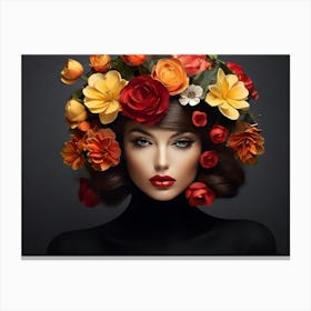 Fashion Woman With Flowers 44 Canvas Print