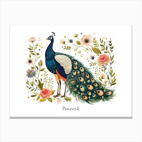Little Floral Peacock 2 Poster Canvas Print